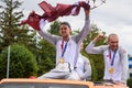 Latvian 3x3 basketball team, Tokyo Olympics gold medalists arrives at Riga International Airport Royalty Free Stock Photo