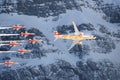 C-Series and Swis-Airforce performing a Air show at Lauberhorn ski world cup