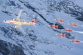 C-Series and Swis-Airforce performing a Air show at Lauberhorn ski world cup