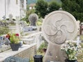 Lauburus in the cemetery of Sare, Pyrenees Atlantiques Royalty Free Stock Photo