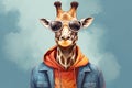 The Laughable Giraffe's Attire. Generative By Ai