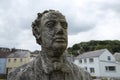 Laugharne, Wales, UK, July 2014, a view of Dylan Thomas carved statue