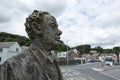 Laugharne, Wales, UK, July 2014, view of Dylan Thomas carved statue