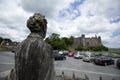 Laugharne, Wales, UK, July 2014,  view of Dylan Thomas carved statue Royalty Free Stock Photo