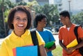 Laughing african american female student with group of other stu Royalty Free Stock Photo