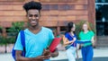 Laughing african american male student with group of international students Royalty Free Stock Photo