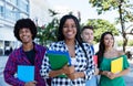 Laughing african female student with group of international students Royalty Free Stock Photo