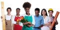 Laughing african florist with group of other international apprentices Royalty Free Stock Photo