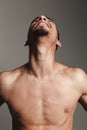 Laughing african man isolated over grey background. Royalty Free Stock Photo