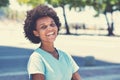 Laughing afro american woman in vintage retro style