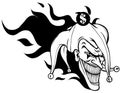 Laughing angry joker, character, joker head, face horror and crazy maniac, for your design, vector illustration
