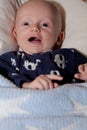 Laughing Baby With Big Blue Eyes Royalty Free Stock Photo