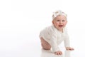 Laughing Baby Girl Wearing White Royalty Free Stock Photo