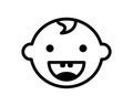 Laughing baby head icon. Cute happiness child face with joyful delight
