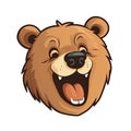 Laughing Bear Face Sticker On Isolated Tansparent Background, Png, Logo. Generative AI