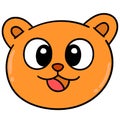 Laughing bear head emoticon, doodle icon image