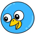 Laughing bird face emoticon, doodle kawaii. doodle icon image