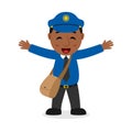 Laughing Black Mailman Cartoon Character