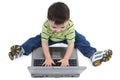 Laughing Boy on Laptop with Clipping Path Royalty Free Stock Photo