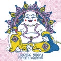 Laughing Buddha on beautiful mandala