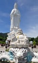 Laughing Buddha and Dragon statue at the front of The Lady Buddha Statue, Linh Ung Pagoda, Da Nang, Vietnam Royalty Free Stock Photo