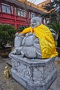 Laughing Buddha statue in Qibao Temple in Shanghai city, China