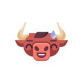 Laughing bull emoji flat icon