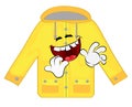 Laughing  cartoon illustration of yeallow rain coat Royalty Free Stock Photo