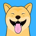 Laughing Cartooned Face of a Shiba Inu Dog