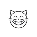 Laughing cat face emoticon outline icon Royalty Free Stock Photo