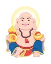 Laughing Chinese Feng shui Budai cartoon illustration