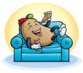 Laughing Couch Potato Character Eating Pizza Royalty Free Stock Photo