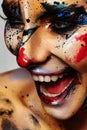 Laughing crazy Clown colorful Halloween Make-up