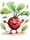 Laughing Cute Beetroot: Children\'s Illustration for a Children\'s Book AI Generated