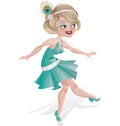 Laughing cute cartoon flapper girl in Art Deco dress Royalty Free Stock Photo