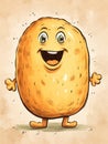 Laughing Cute Potato Children\'s Illustration AI Generated