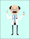 Laughing Doctor with Injection and Syringe Medicine Vector