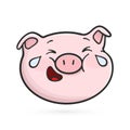 Laughing with drops of tears emoji pig.