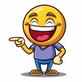 Laughing emoji character with pointing finger and cheerful expression Royalty Free Stock Photo