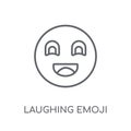 Laughing emoji linear icon. Modern outline Laughing emoji logo c Royalty Free Stock Photo