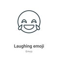 Laughing emoji outline vector icon. Thin line black laughing emoji icon, flat vector simple element illustration from editable