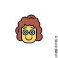 Laughing, emoticon girl, woman color icon. Fun, face vector. Humor, smile, positive symbol for web and mobile apps. Smiling Raised