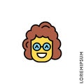 Laughing, emoticon girl, woman yellow icon. Fun, face vector. Humor, smile, positive symbol. style sign for mobile concept and web