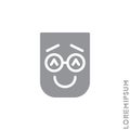 Laughing, emoticon icon. Nice smile. Funny, face vector. Humor, smile, positive symbol for web and mobile apps. Gray on white