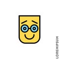 Laughing, emotion color icon. Fun, face vector. Humor, smile, positive symbol for web and mobile apps. Smiling Raised eyebrows