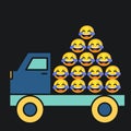 Laughing emotion emojis loading in truck Royalty Free Stock Photo