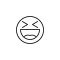 Laughing face emoji line icon