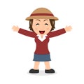 Laughing Female Farmer Cartoon Character