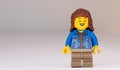 Laughing female Lego character.