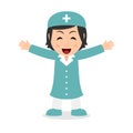 Laughing Female Nurse Cartoon Character